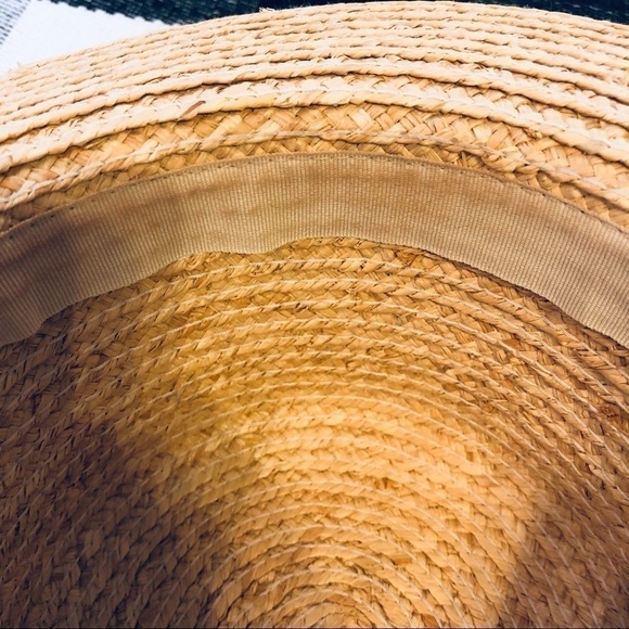 Stylish Tan Straw Hat with Turquoise Accent - Picture 4 of 5